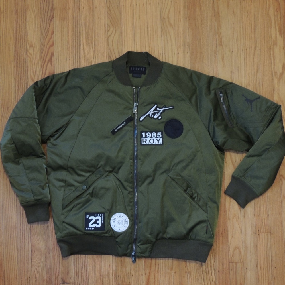 Air Jordan Greatest Bomber Jacket Green Satin NEW